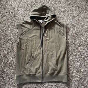 Evereve green sleeveless zip up hoodie vest womens size XL